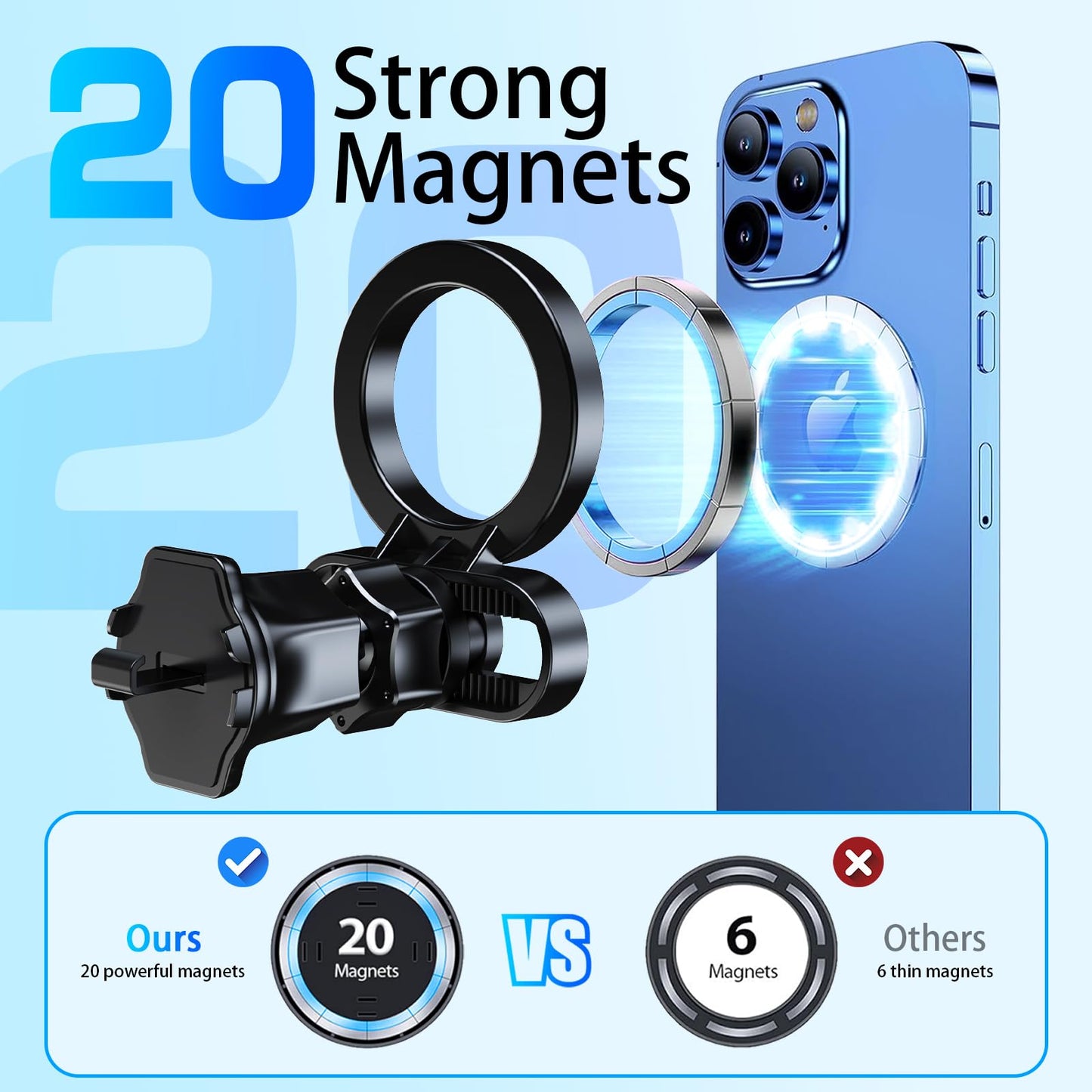 Mag-Safe Car Mount, Adjustable [Quick Install] Ultra Magnetic car phone holder, Air Vent Phone Holders for Your Car, Car Accessories Fit for iPhone 17