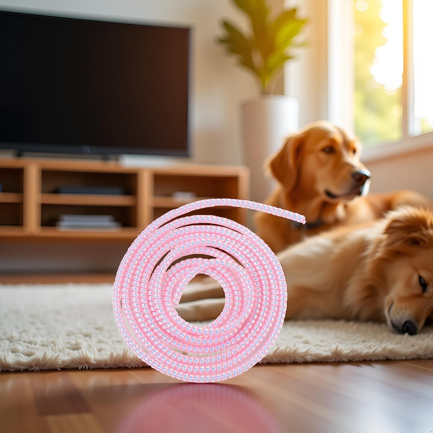 Cable Protector Animal Proof Wire Repair, Pink Cord Protector for Pets Headphone Saver Spiral Cable Wrap Strain Relief, Cord Sleeve for Phone Cable