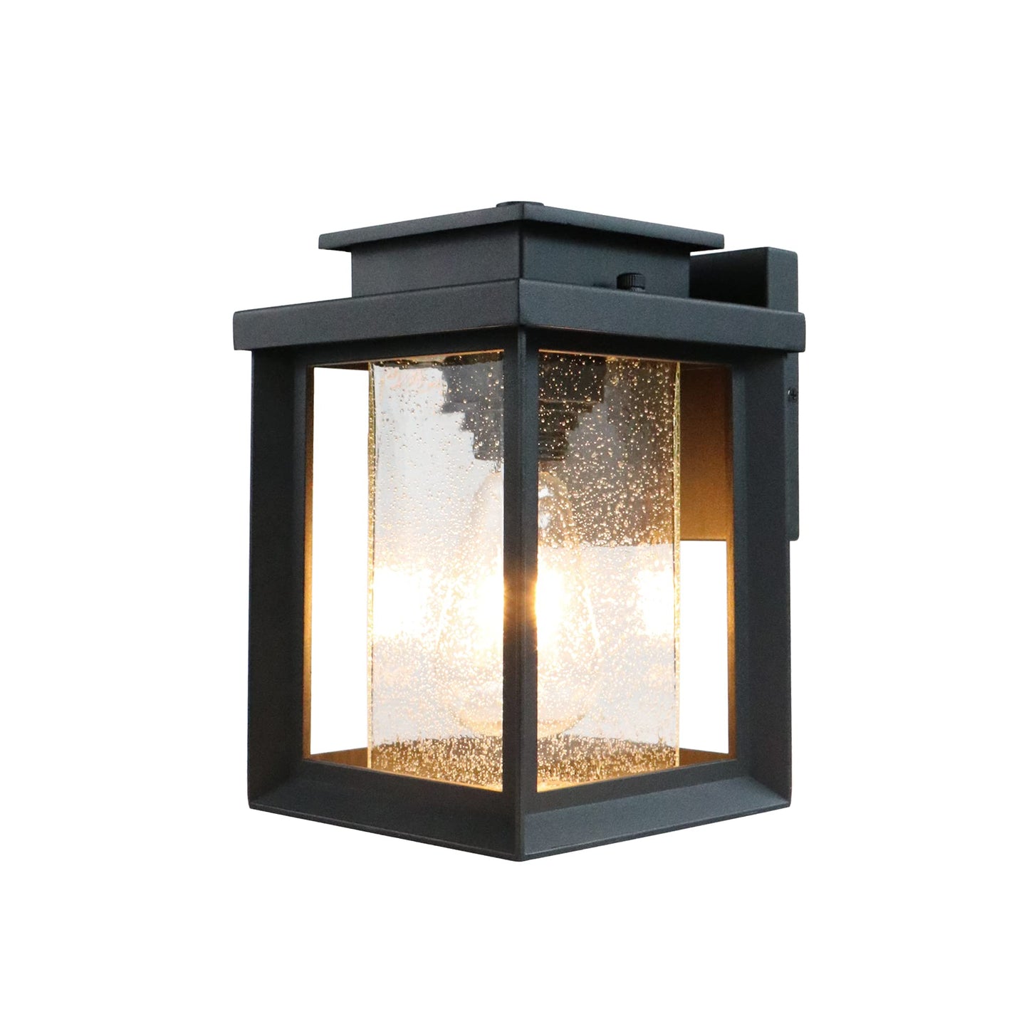 MONKFISH Modern Outdoor Wall Sconce Light - Waterproof Black Fixture with Bubble Glass Shade, Weather Resistant E26 Wall Light for Porch, Garden