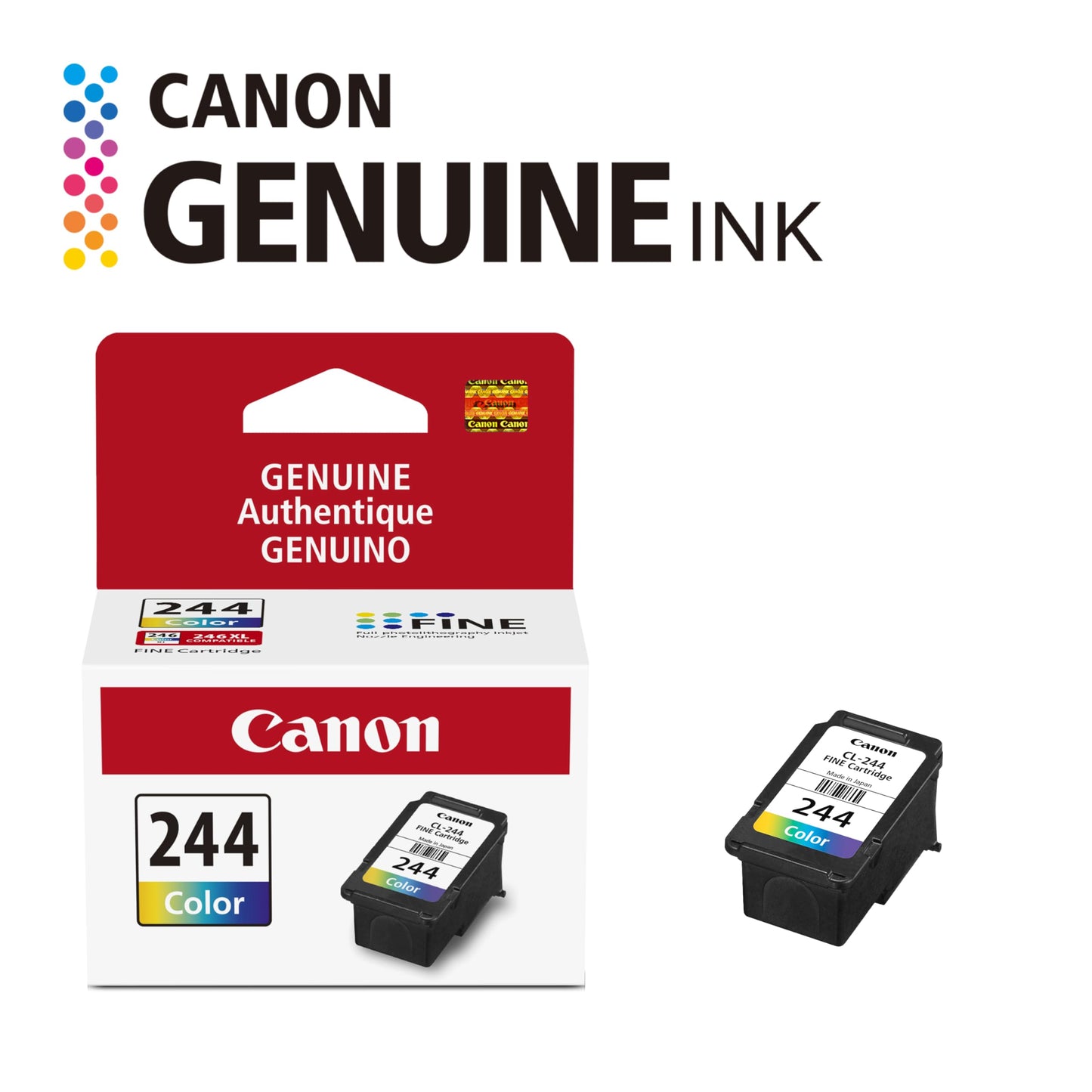 Canon CL-244 Genuine Color Ink Cartridge, Compatible with iP2820, MX492, MG2420/2520/2920/2922/2924/3020/2525, TS3120/302/302a/202/4520/3320
