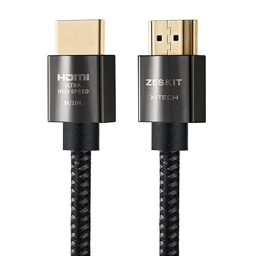 Zeskit X-Tech 48Gbps Ultra High Speed HDMI Cable 6.5ft, 8K60 4K120 144Hz eARC HDR HDCP 2.2 2.3 Compatible with Dolby Vision Apple TV 4K Roku Sony LG