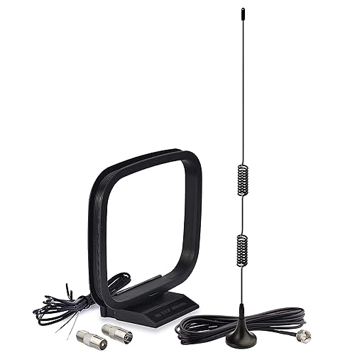 Bingfu Magnetic Base FM Radio Antenna and AM Loop Antenna for Pioneer Onkyo Yamaha Marantz Indoor Digital HD Radio FM Bluetooth Home Stereo Receiver