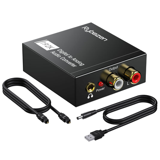 Digital to Analog Audio Converter 192KHz, DAC Digital SPDIF Coaxial Optical Convert to L/R RCA, Toslink Optical to 3.5mm Jack Audio Adapter for PS4 HD