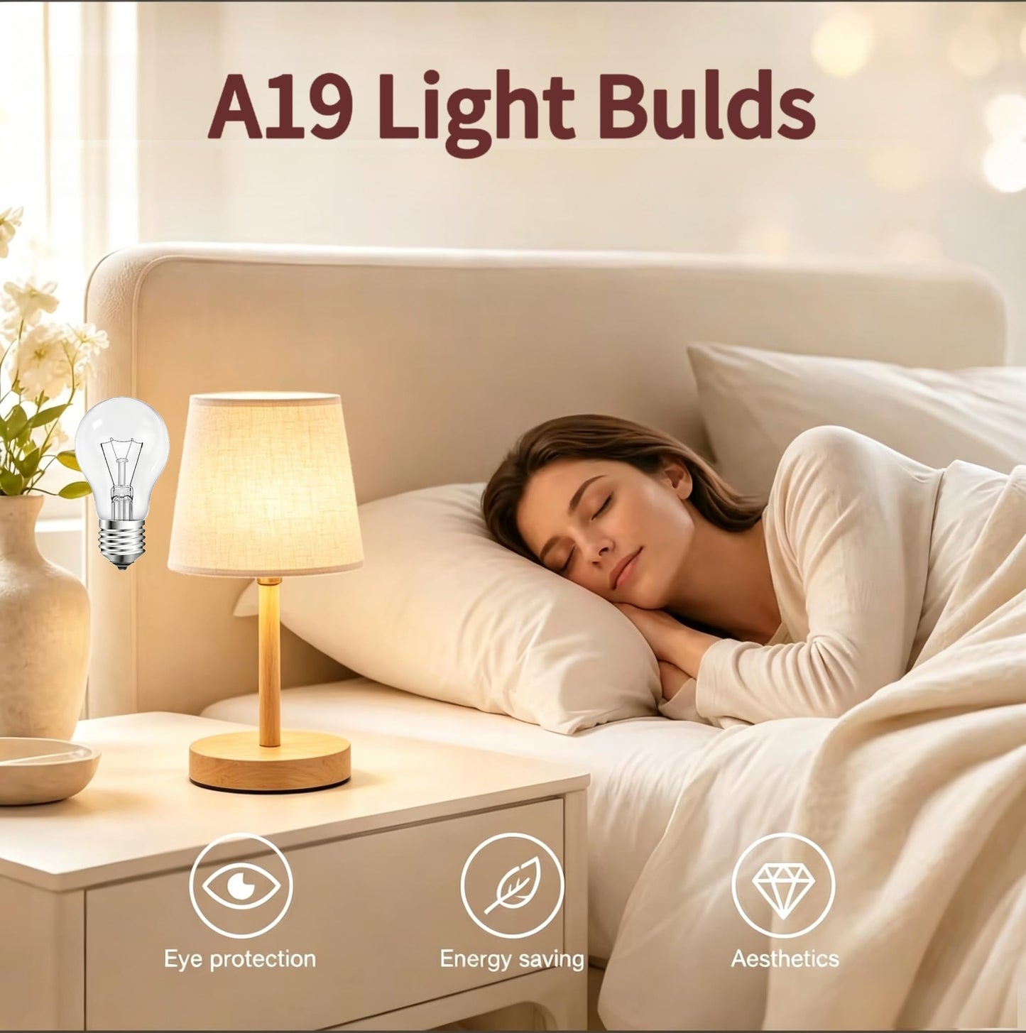 60 Watt Incandescent Light Bulbs, Glear A19 Light Bulbs, E26 Base, 4 PACK