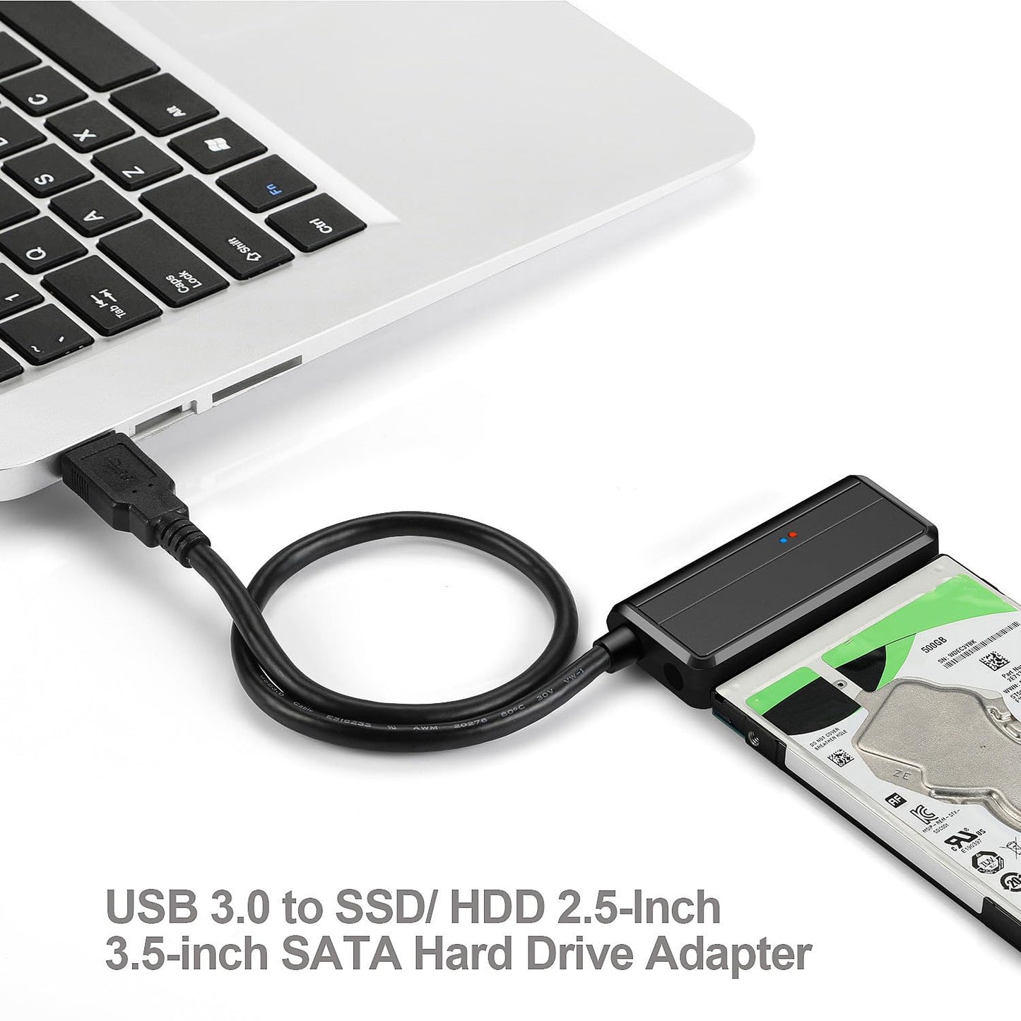 EYOOLD SATA to USB Cable USB 3.0 to 2.5 3.5 inch Hard Drive Adapter External Converter for SSD/HDD Data Transfer, with 12V/2A Power Supply, Support
