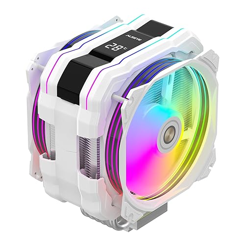 ALSEYE M120D Plus CPU Cooler with Temperature Display, Dual ARGB & PWM Fans, 6 Copper Heat Pipes - Compatible with Intel