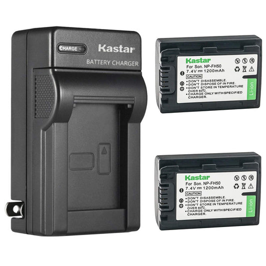 Kastar 2-Pack Battery and AC Wall Charger Replacement for Sony DCR-SR62, DCR-SR65, DCR-SR77, DCR-SR8, DCR-SR80, DCR-SR82, DCR-SR85, DCR-SR87