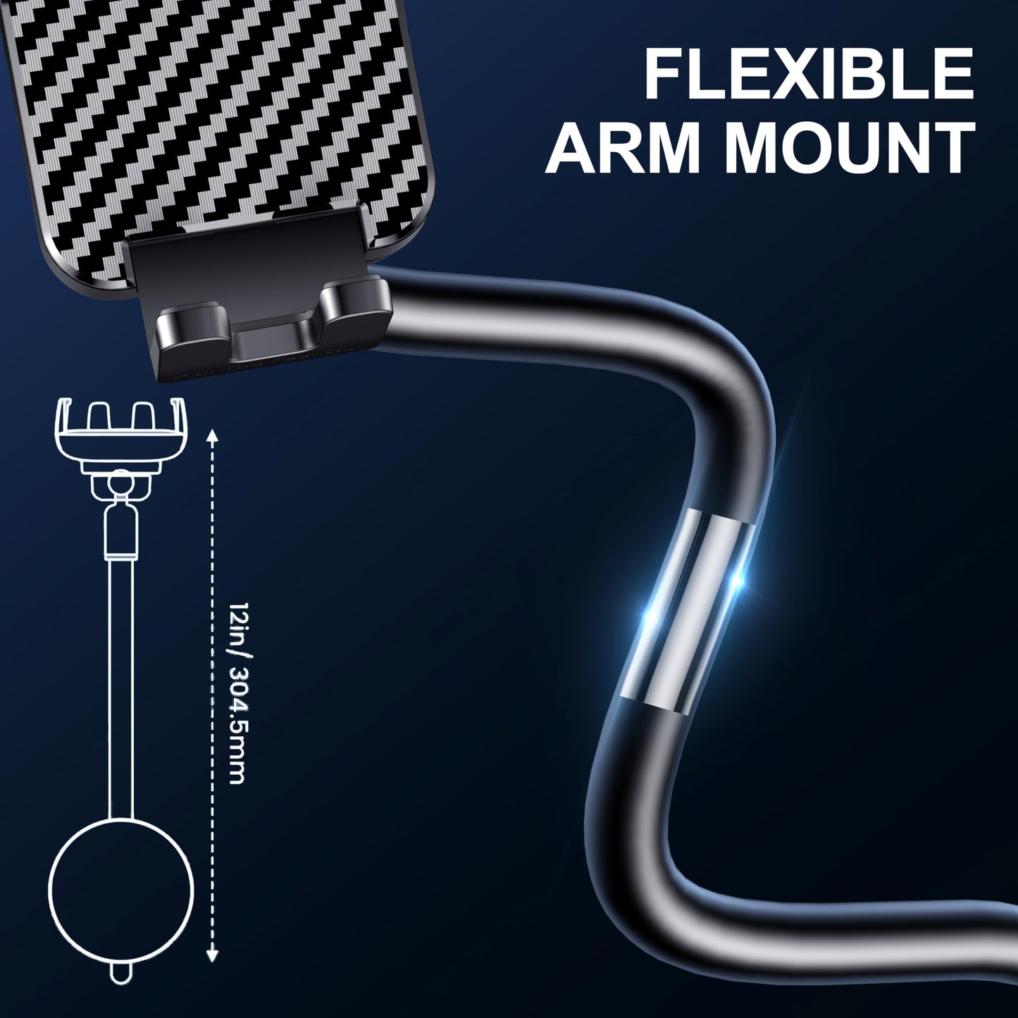 BIPOPIBO Phone Holders for your Car [Long Flexible Neck] Car Phone Mount [Anti-Shake Stabilizer] Cell Phone Holder Car for Dashboard Windshield