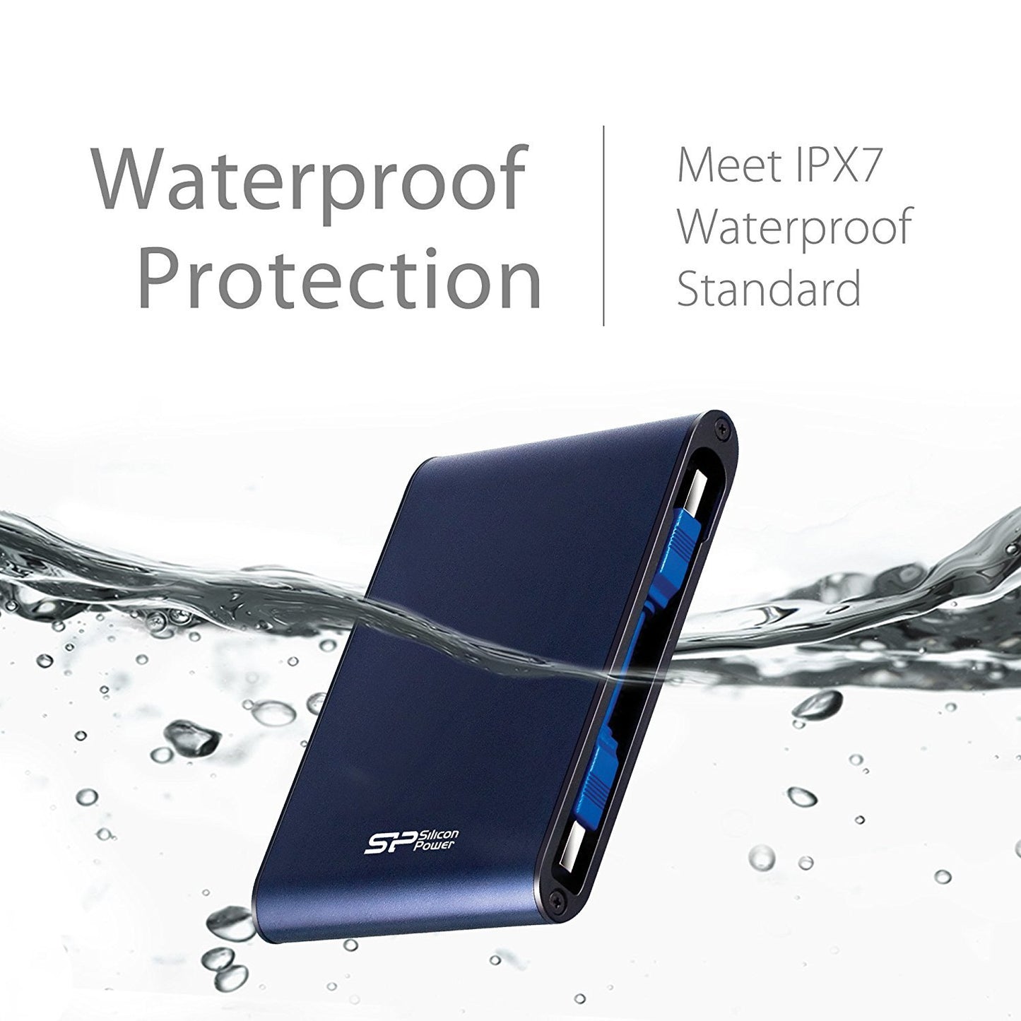 Silicon Power 2TB Rugged Portable External Hard Drive Armor A80, Waterproof USB 3.0 for PC, Mac, Xbox and PS4, Blue
