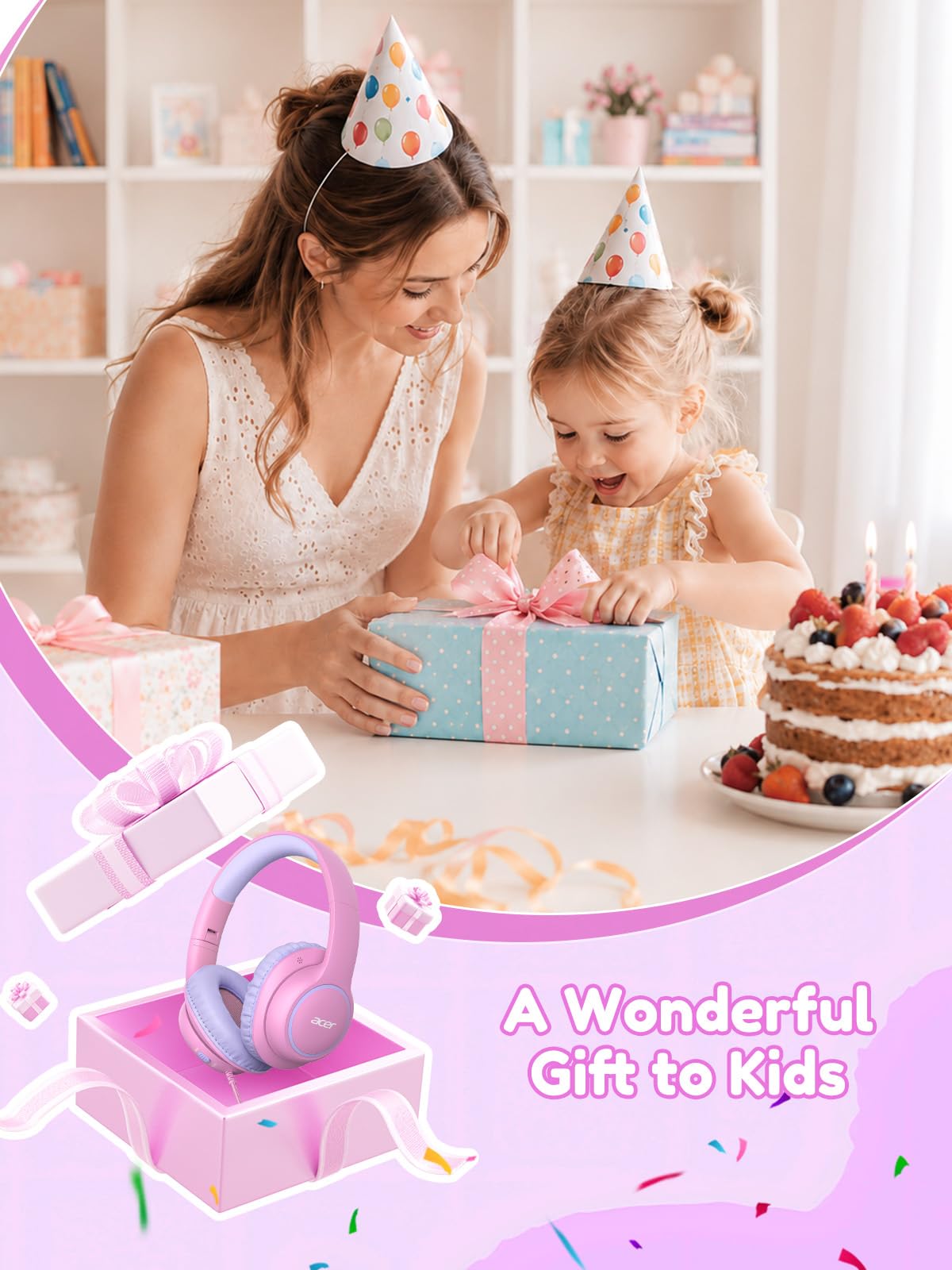 Acer OHW328 Kids Headphones Wired for School - Over Ear Design