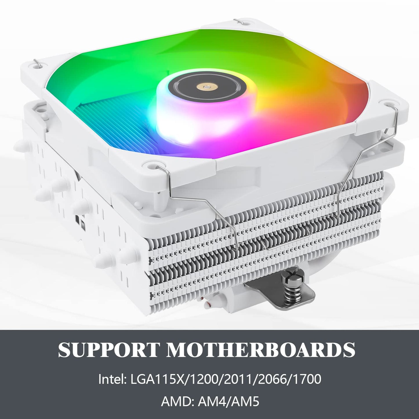 Thermalright SI-100 White ARGB CPU Air Cooler ITX, 6×6mm Heat Pipes,120mm PWM Quiet Fan CPU Cooler, 110mm Hight, for AM4/AM5,Intel