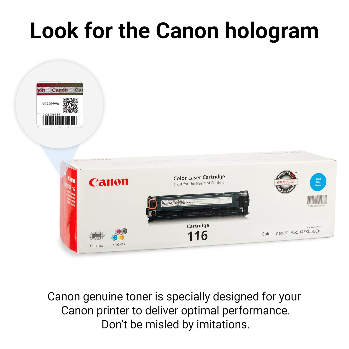 Canon Genuine 116 Cyan Toner Cartridge Compatible with MF8050Cn, MF8080Cw