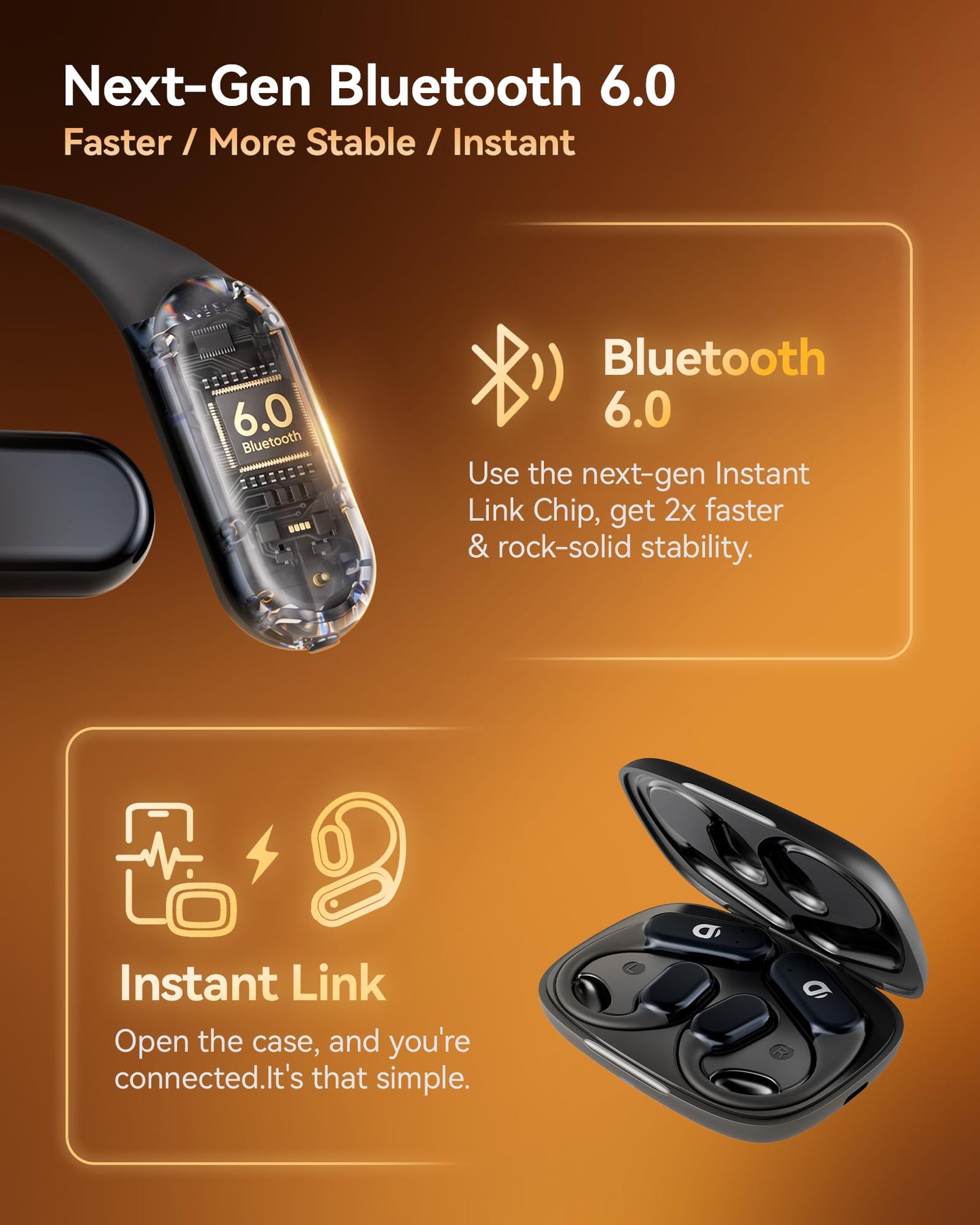 DEMICEA Gen 2 Open Ear Headphones - True Bone Conduction Wireless Earphones, Bluetooth 6.0, Tuned for Audio, Fit for Running, Yoga, Up to 60H Playtime