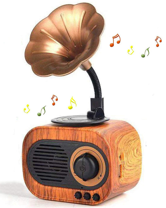 BGJOY Retro Music Speaker Vintage Wireless Portable Outdoor Speakers Loud Stereo Sound Rechargeable Speaker Built in Mic Support Answering Calls USB