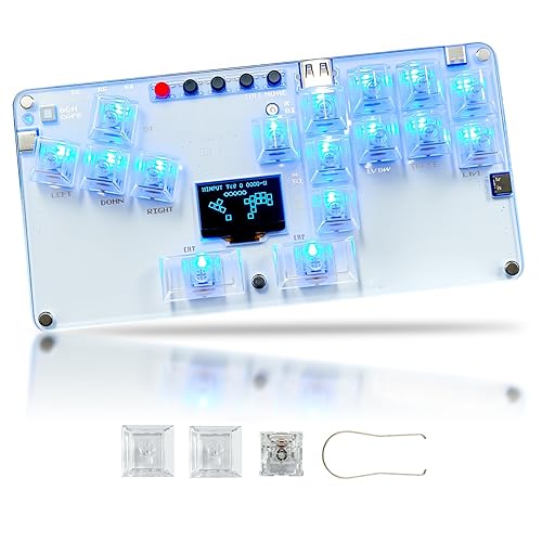 Stickless Arcade Controller 16Keys Arcade Fight Stick Game Keyboard Custom RGB & Turbo with 3 TYPE-C Ports, Mini Fighting Game Leverless Controller