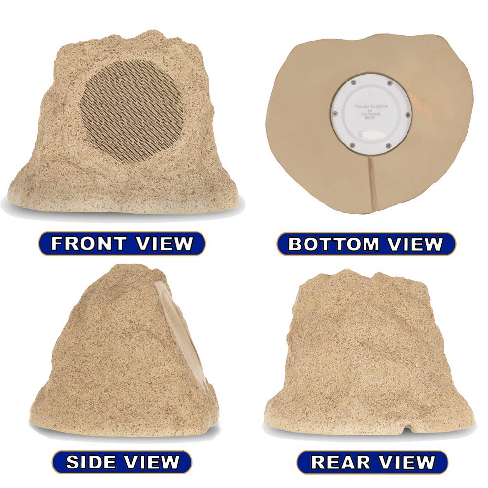 Theater Solutions B62S Fully Wireless 400 Watt Rechargeable Battery 6.5" Bluetooth Rock 4 Speaker Set Sandstone Link Up to 99 Speakers Wirelessly