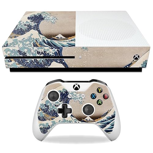 MightySkins Skin Compatible with Microsoft Xbox One S - Great Wave of Kanagawa | Protective, Durable, and Unique Vinyl Decal wrap Cover | Easy