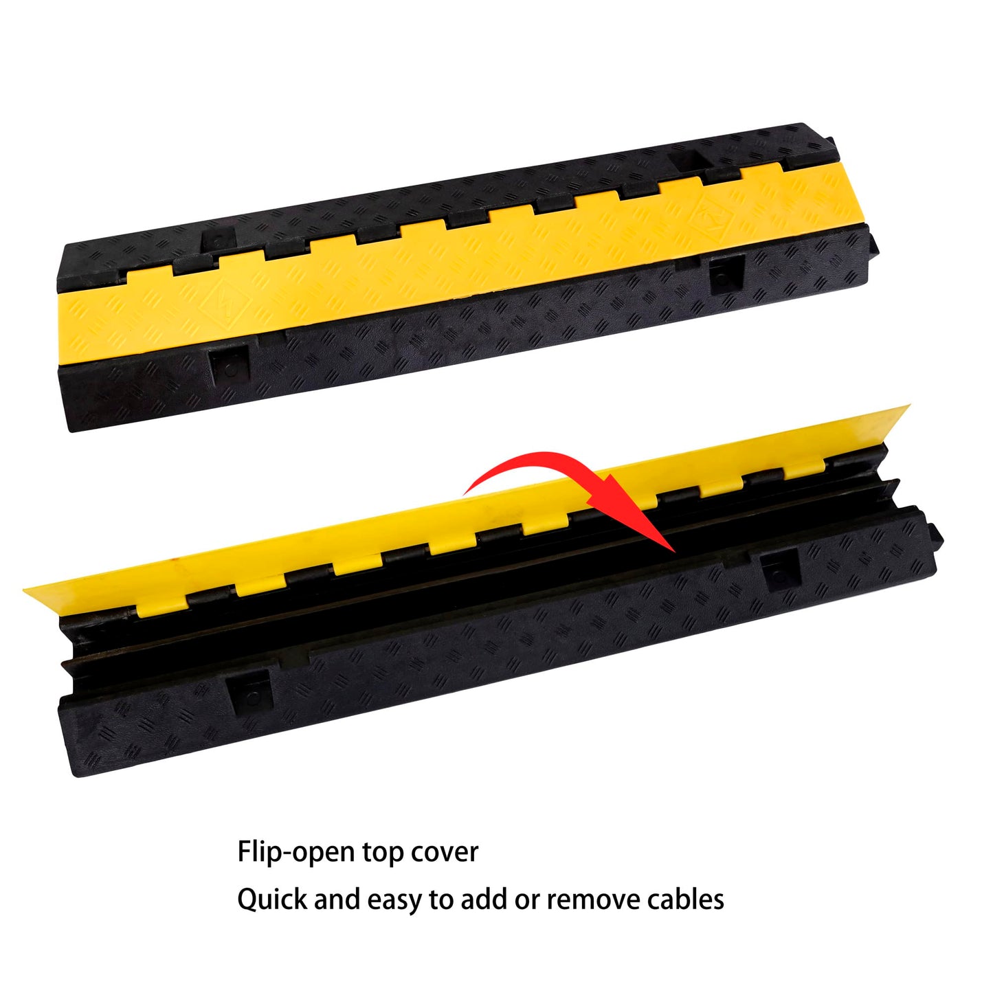 YONSHENG Rubber Cable Ramp Cord Cover Cable Protector Ramps Wire Hose Protective 22000Lbs Load Capacity Traffic 2 Channel Speed Bump for Asphalt