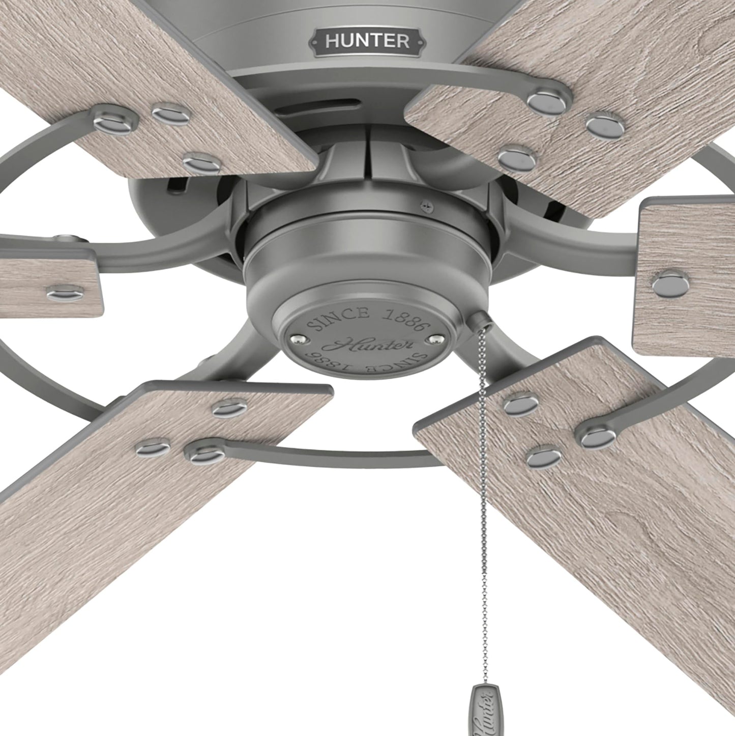 Hunter Fan 52 inch Casual Matte Silver Finish Indoor Ceiling Fan with 6 Blades and Pull Chain (Renewed)