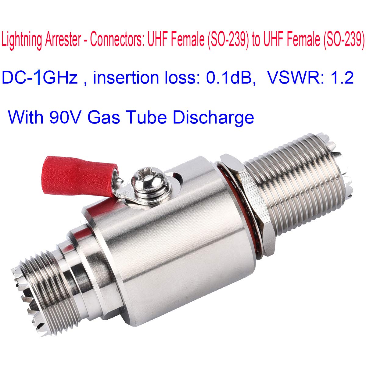 Riotaxy UHF Lightning Arrestor PL-259 Lightning Surge Protector PL259 Socket (UHF Female) to SO239 Socket (UHF Female) Bulkhead for CB Radio, HAM
