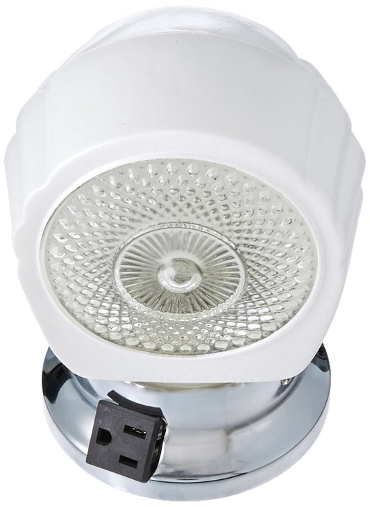 Nuvo SF77/121B Chrome Bath Shade With White/Crystal Bottom Glass With Convenience Outlet