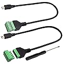 zdyCGTime Mini USB 2.0 Male to 5-Pin Female Screw Terminal Connector, Black, 2 Pack