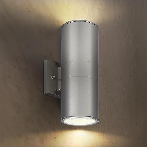 ASD 2 Light Exterior Lighting Fixtures - 120W E26 Cylinder Up and Down Modern Steel Outdoor Wall Light, LED CFL Incandescent Bulb Patio Wall Light