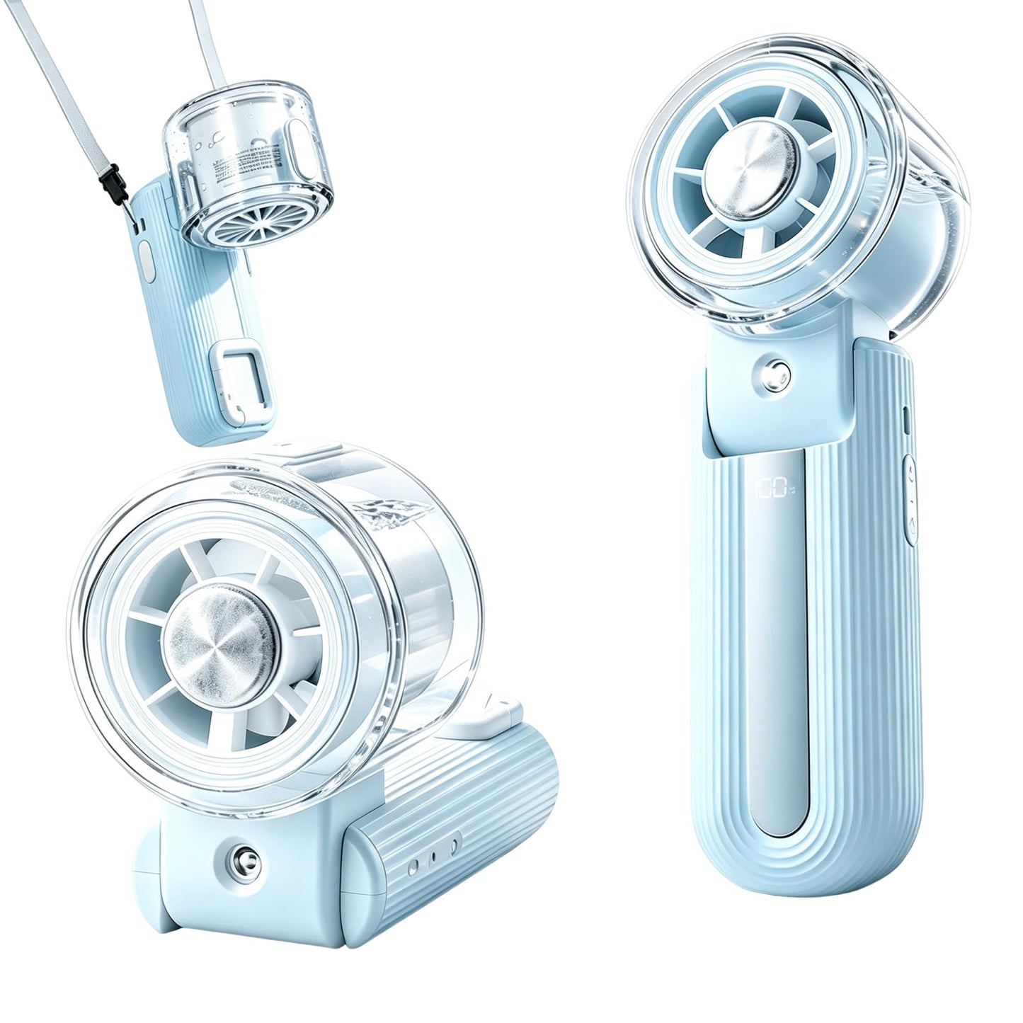 choafanlife Mini Fan Portable - Handheld Turbo Misting Fan with Cool Mist, 5-Speed Airflow, Rechargeable, Foldable Personal Hand Fan for Travel, Beach