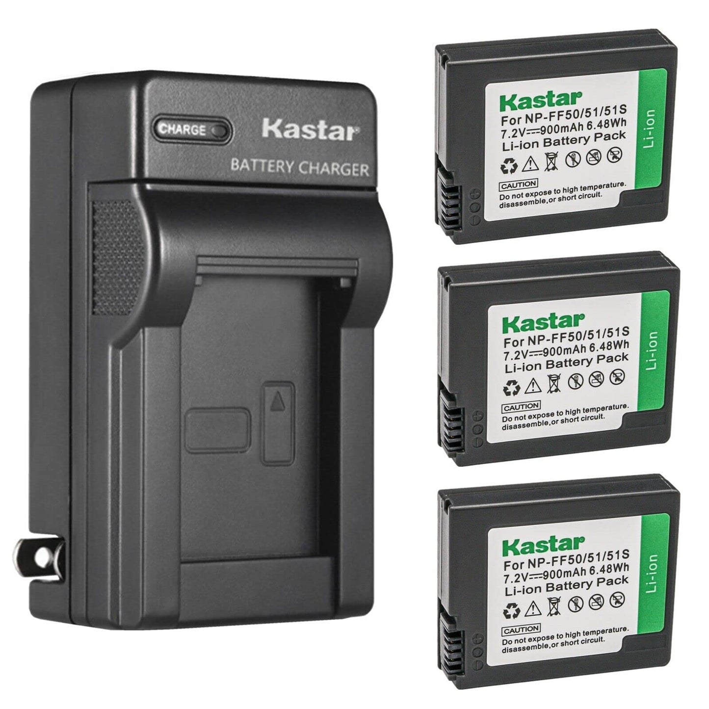 Kastar 3-Pack Battery and AC Wall Charger Replacement for Sony NP-FF50, NP-FF51, NP-FF51S Battery, Sony DCR-HC1000, DCR-HC1000E, DCR-IP1, DCR-IP1E