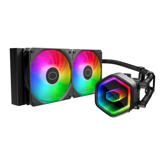 Cooler Master 240 Core II Liquid CPU AIO Cooler - 240mm Radiator, Dual ARGB PWM Fans, Infinity Mirror Dual-Chamber Pump, Quiet Cooling & Easy