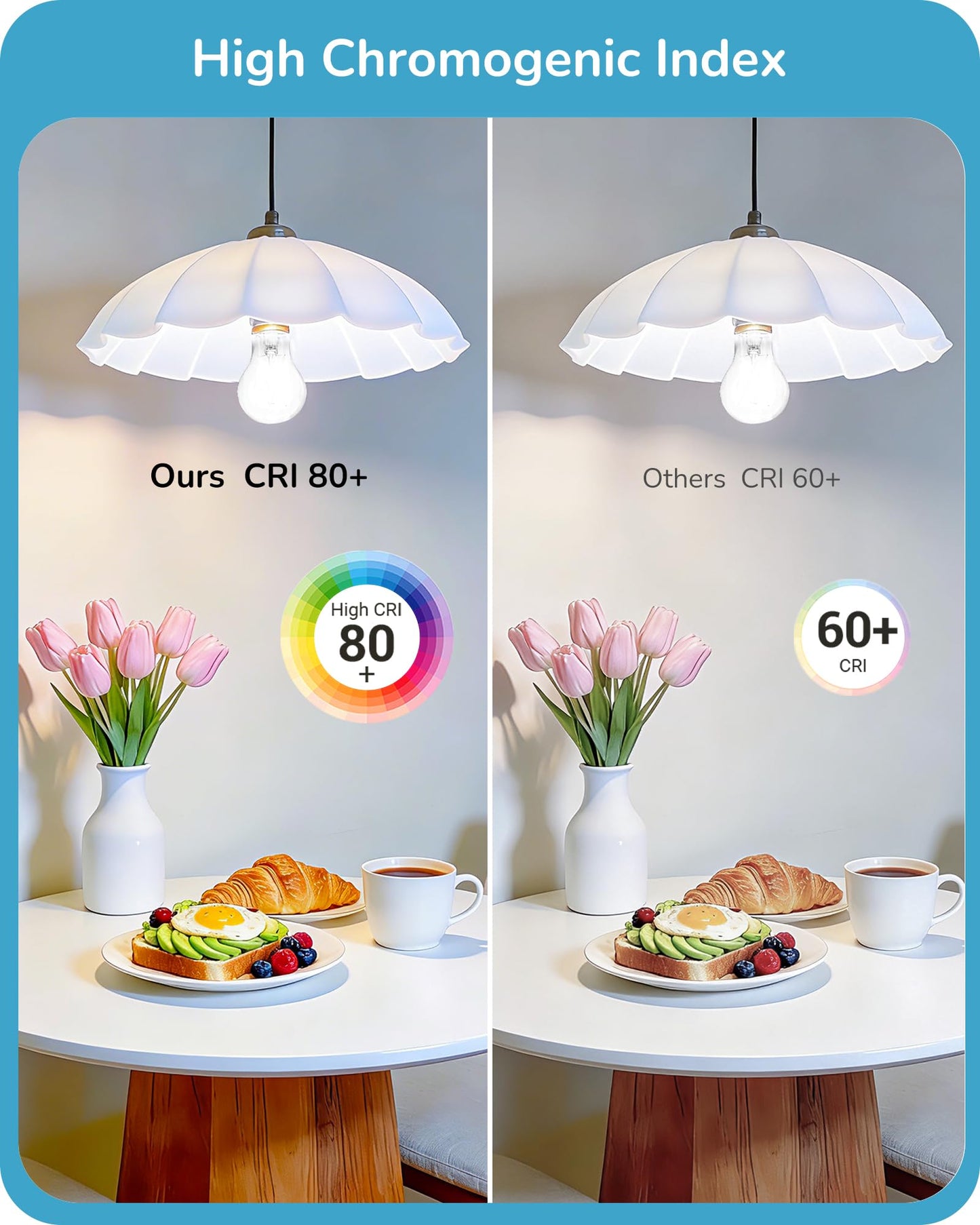 EDISHINE Dimmable A19 Edison Filament LED Bulbs, 4000K Cool E26 6-Pack