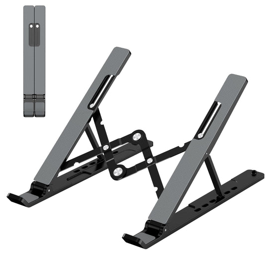 Gogoonike Adjustable Laptop Stand, Portable Laptop Riser for Desk, ABS+Silicone Foldable Ventilated Cooling Notebook Holder Stand for 10-15.6”