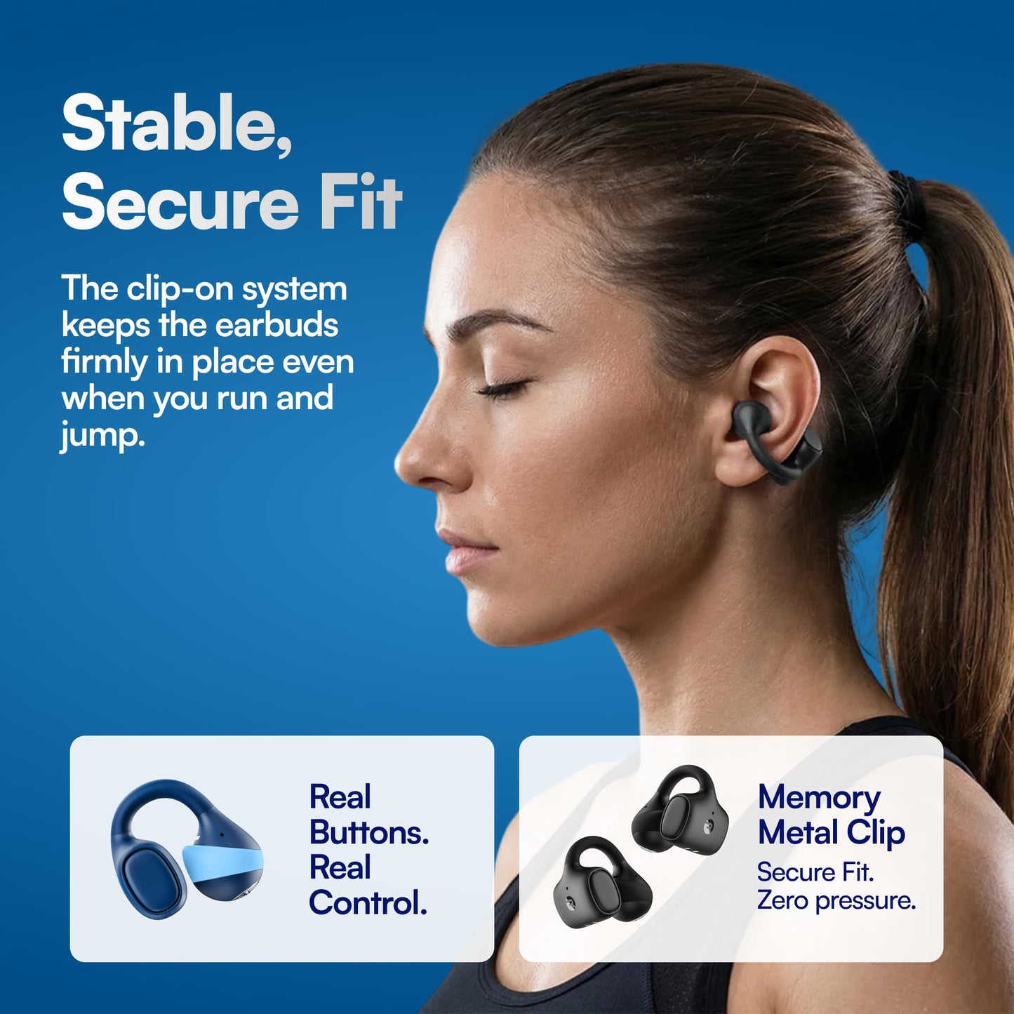 Raycon Everyday Clip On Earbuds - Open Ear Headphones, Lightweight Wireless Earbuds Bluetooth, Sweat & Water Resistant Earphones, Clip Earbuds