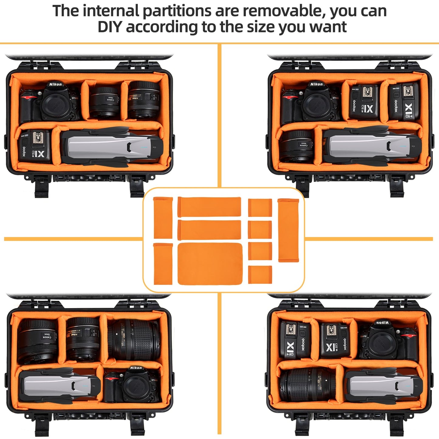 GYXZ Protective Camera Case 11.8 X 7.5 X 4.3 Inch Shockproof Water-resistant with Adjustable Dividers (Can hold cameras, pistols, gear, equipment)