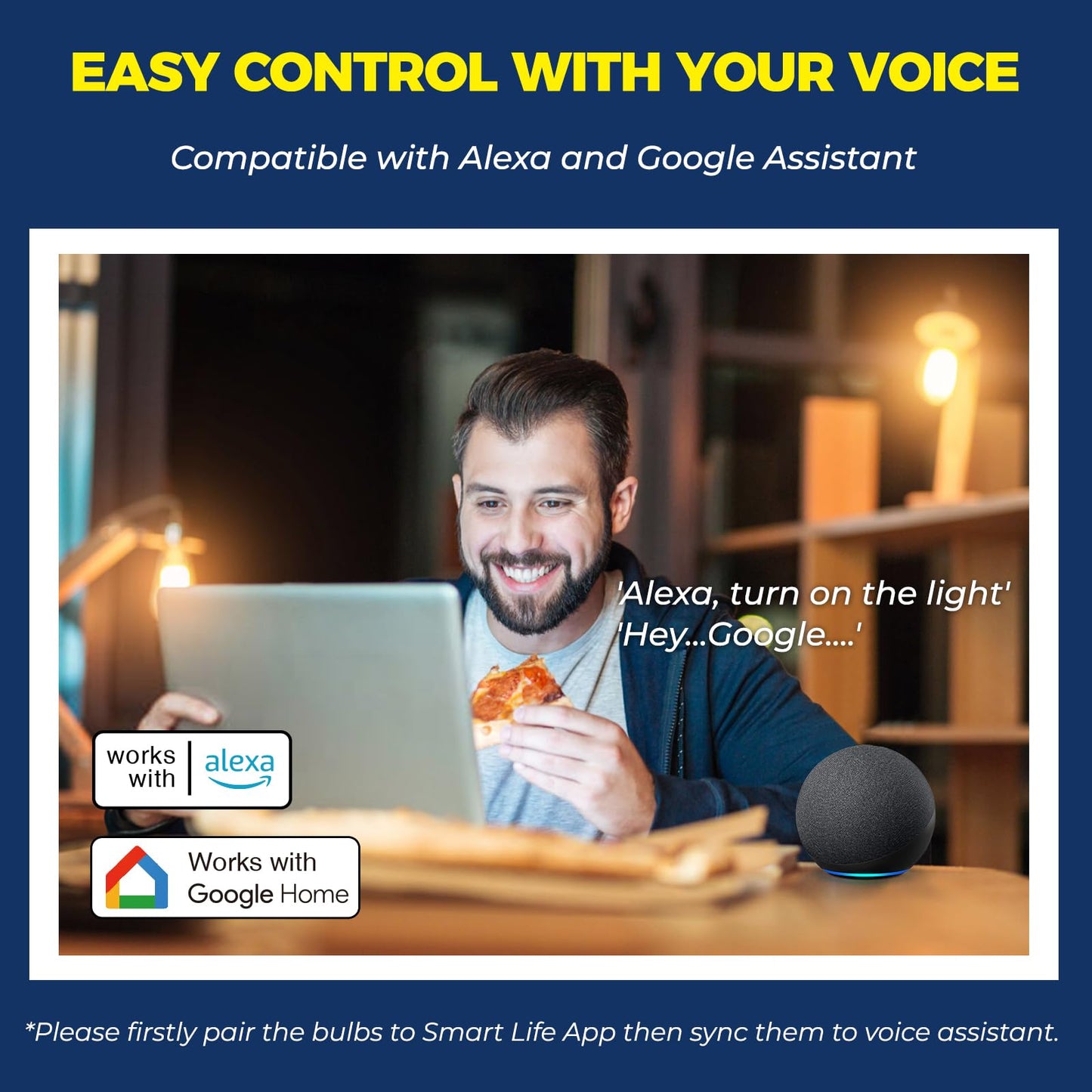 Lightinginside Candelabra Smart Bulbs 60W Work with Alexa/Google Home, 6PCS