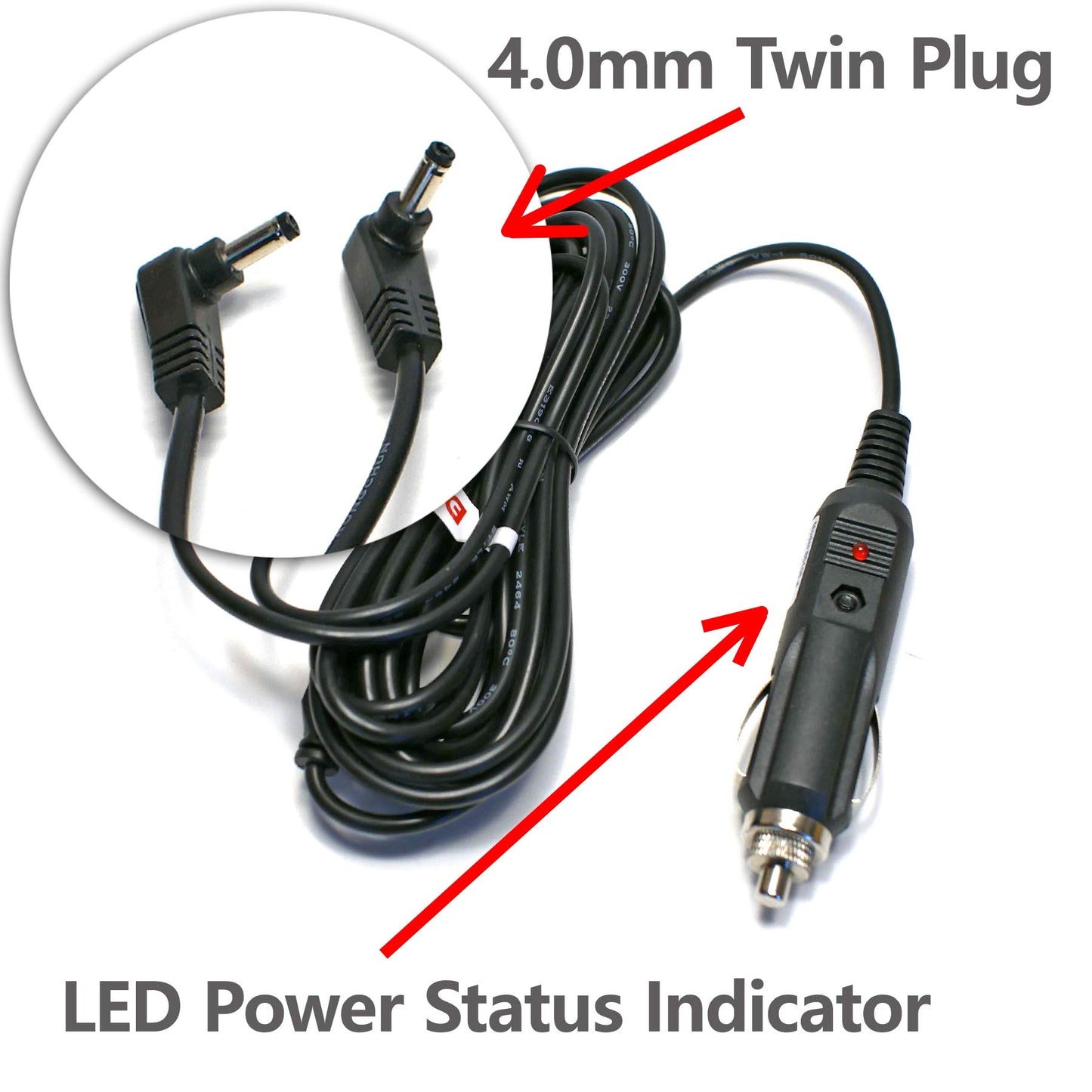 EDO Tech 11' Car Charger Adapter Power Cord for Philips 7 9 10 inches Dual Screen Headrest Portable DVD Player Pet9402/37 Pet708/37 Pd7012/37