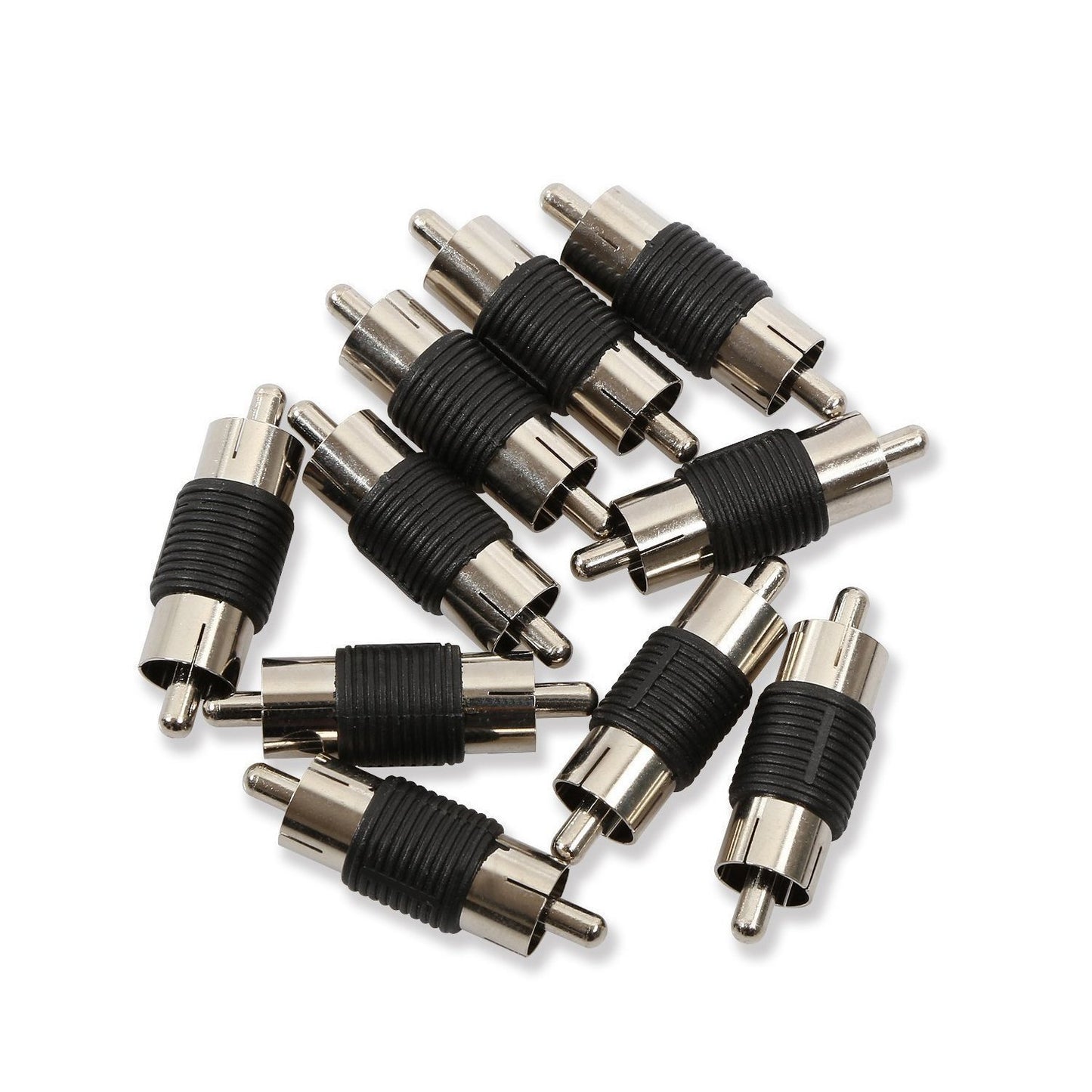 ELECTOP 10 Pack Audio Video Nickel RCA Male to Male RCA Coupler Adapter Connector, for Phono,Speaker,RCA Cable,Amplifier