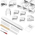 3" 10Ft Mini Split Line Set Cover,Minisplit Lineset Cover Kit with Flexible Duct,White PP Decorative Paintable Kit for Mini Split, Air Conditioner