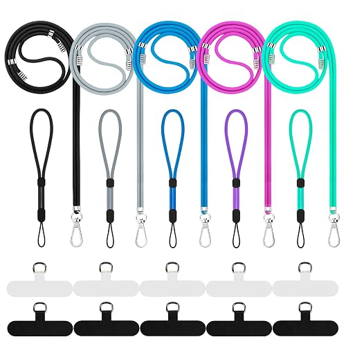Lousrnman Cell Phone Lanyard, Universal 5× Phone Crossbody Lanyard for Men and Women, 5× Wrist Phone Strap and 10× Upgraded Connectors Compatible