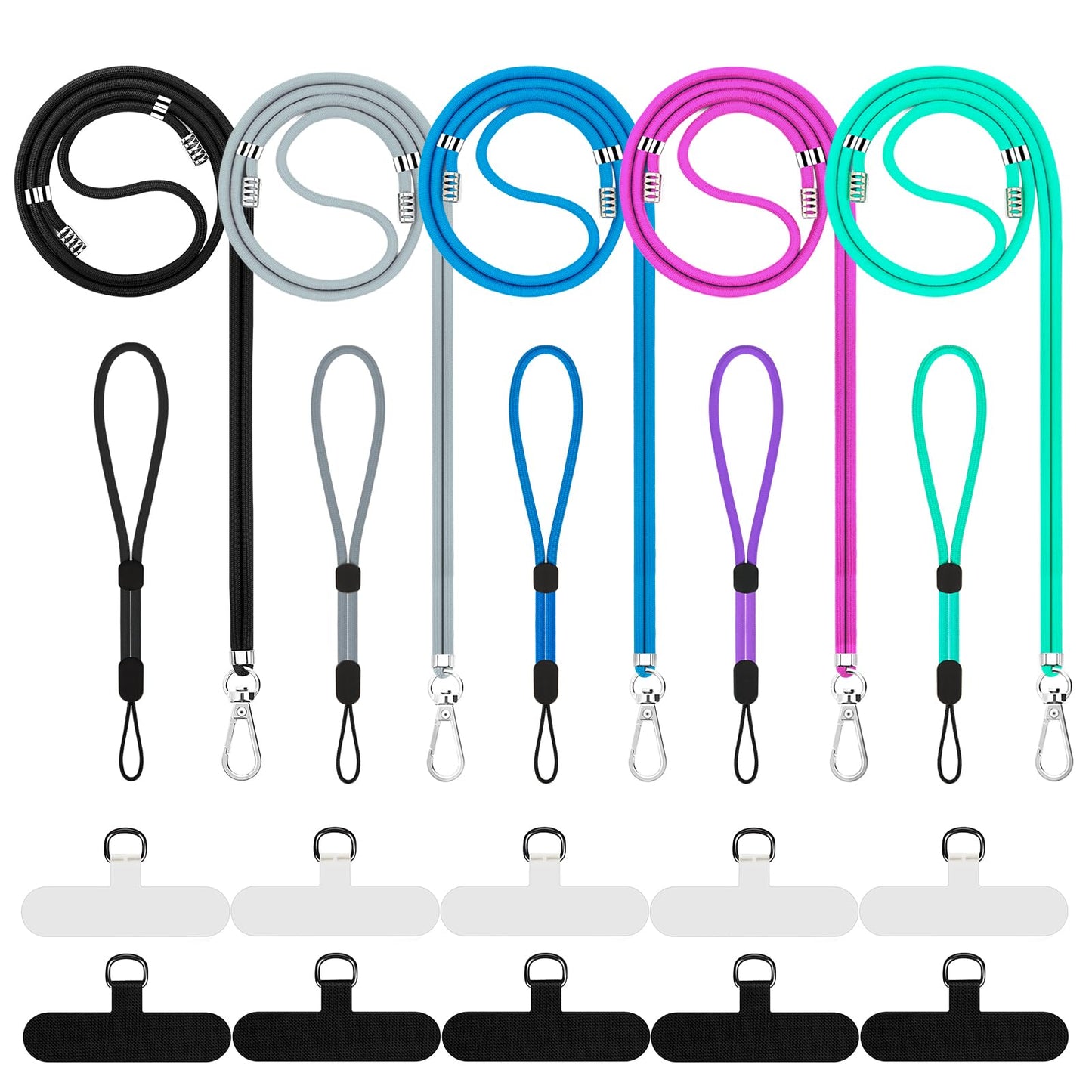 Lousrnman Cell Phone Lanyard, Universal 5× Phone Crossbody Lanyard for Men and Women, 5× Wrist Phone Strap and 10× Upgraded Connectors Compatible