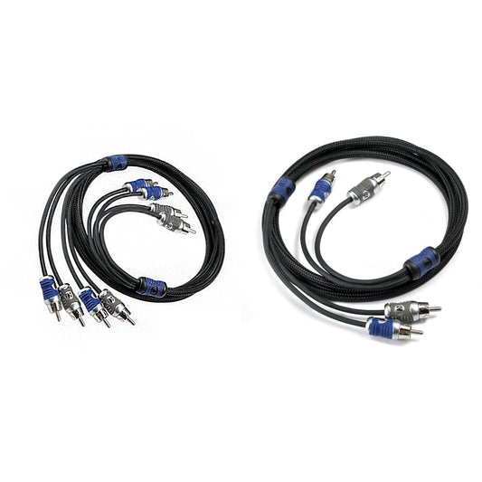 Kicker 46QI46 Q-Series 4-Channel RCA Interconnects & Kicker 46QI26 Q-Series 2-Channel RCA Interconnects, 6.0 Meter Bundle