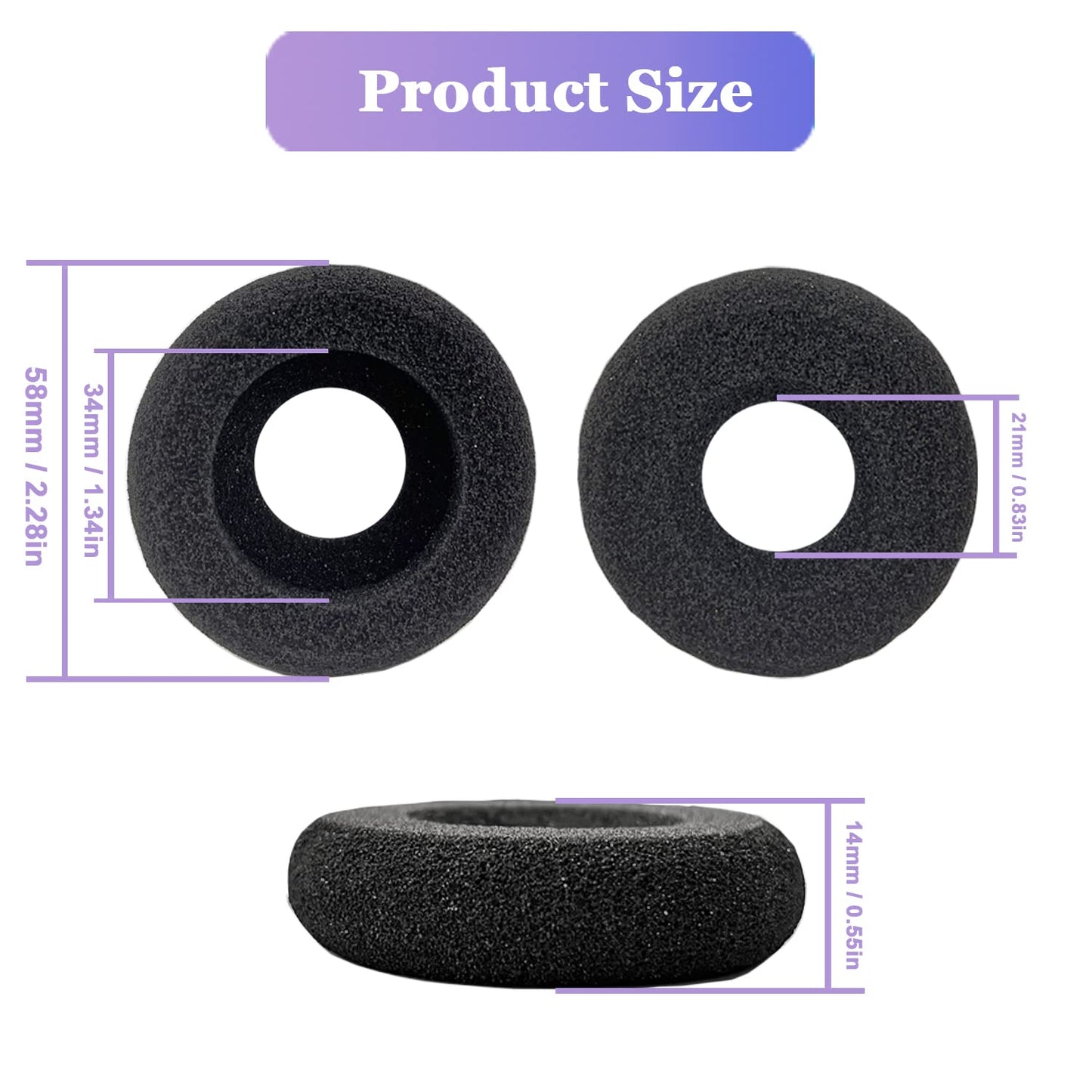 Ear Cushions for Plantronics Headset Earpads Replacement Foam Ear Pad Designed for Plantronics HW251N HW261N HW510 HW520 Blackwire C320 3210 3220 3320