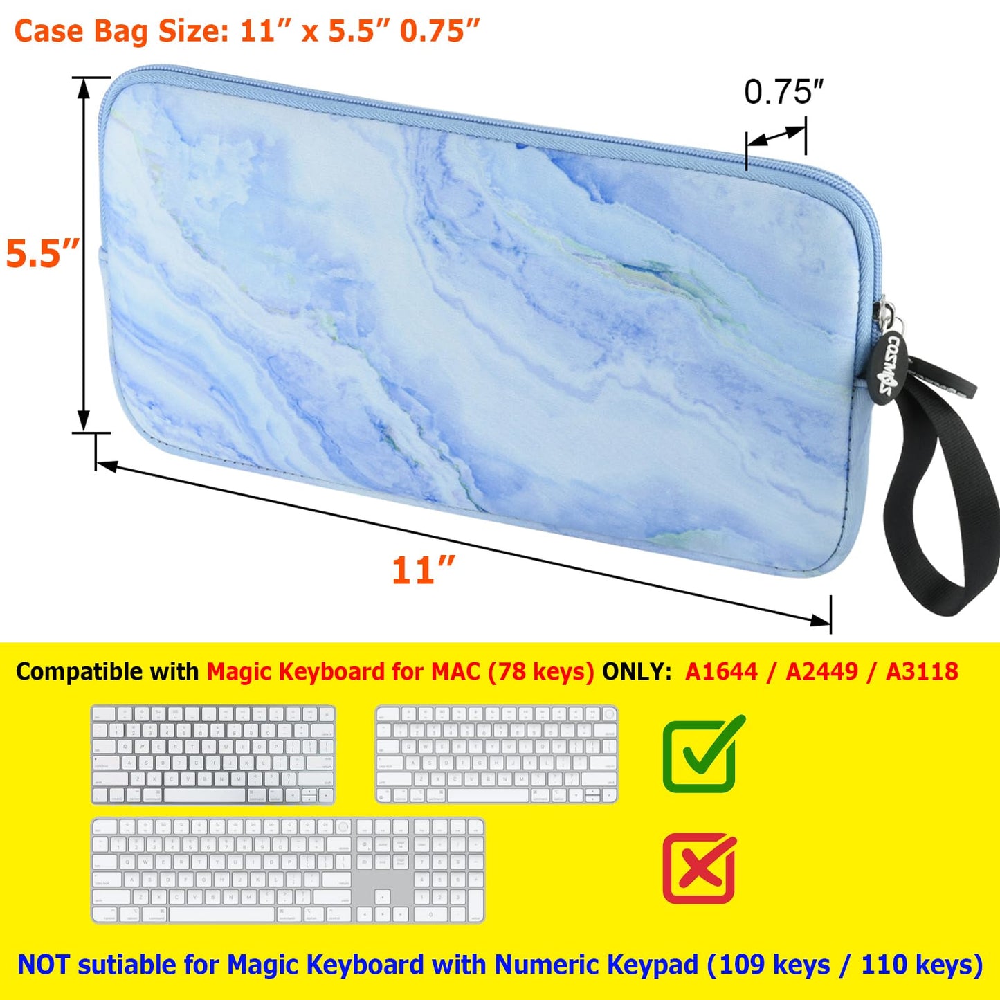 Neoprene Carrying Keyboard Sleeve Case Bag Protection Pouch Compatible with Magic Keyboard 1 & 2, Wireless Keyboard, Magic Mouse, Magic Trackpad