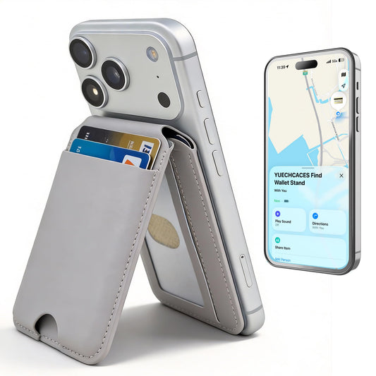 YUECHCASES MagSafe Wallet with Apple Find My (Apple MFi Certified), Adjustable Stand Card Holder, RFID Blocking Magnetic Wallet, Compatible