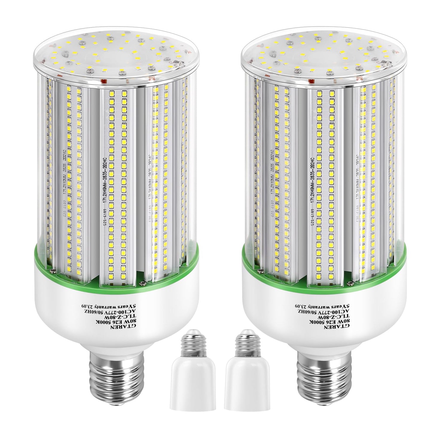 GTAREN 80W LED Corn Light Bulb 2pack,250 Watt Metal Halide HPS CFL HID lamp LED Replacement,5000K E39 Mogul Base,for Street and Area Lighting Bay
