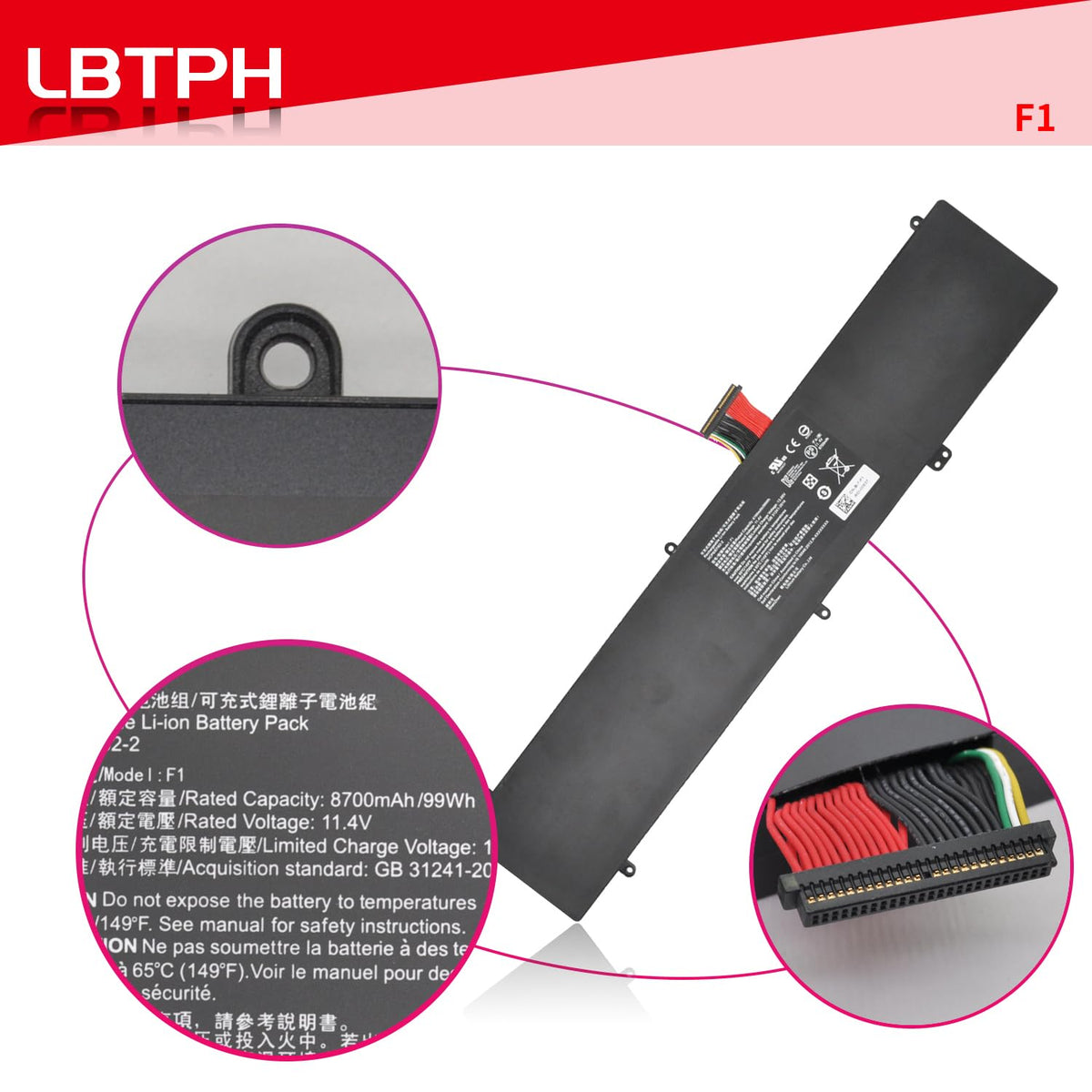 LBTECH F1 Battery Replacement for Razer Blade Pro 17.3" 4K i7-7820HK i7-6700HQ 2017 RZ09-0166 RZ09-01663E52 RZ09-01662E53-R3U1 RZ09-01663E53-R3U1
