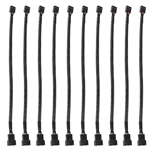 UMLIFE 10 PCS 10" 4 Pin Fan Extension Power Cable Computer PC Fan Power Extension Cable for PWM Fan Computer ATX Case