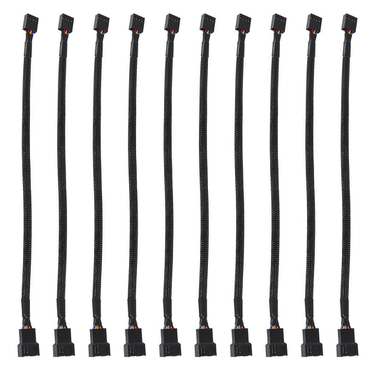 UMLIFE 10 PCS 10" 4 Pin Fan Extension Power Cable Computer PC Fan Power Extension Cable for PWM Fan Computer ATX Case