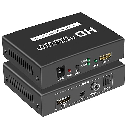 LinSeek 4K HDMI Audio Extractor - Splitter with Optical, Coaxial & 3.5mm Audio Jacks for PS4, Xbox & TV