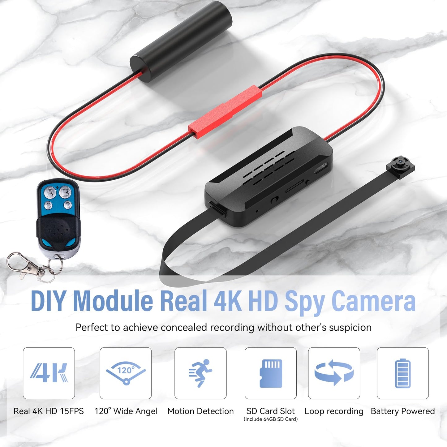 Pragovle Real Full-4K-HD-Mini-Camera, DIY Module Tiny Wireless Remote Control Nanny Security Cam with Motion Detection, Smart Home Surveillance Device